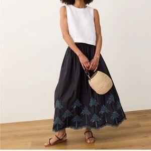 Marine Layer Black and Blue Embroidered Skirt. NWT